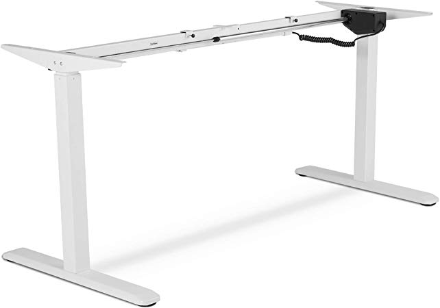 VonHaus Electric Sit Stand Desk Frame - Sitting and Standing Desk Converter/Riser - Low Noise Motorised Height and Width Adjustable (White)