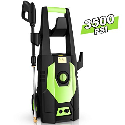 mrliance 3500PSI Electric Pressure Washer, 2.0GPM Electric Power Washer High Pressure Washer with Spray Gun, Brush, and 4 Quick-Connect Spray Tip (Green)