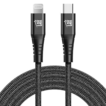 LAX Gadgets USB C to Lightning Cable - Apple MFI Certified Lightning Cable for iPhone, iPad, iPod - Durable Nylon Braided Fast Charging Cable - High Data Sync - 10ft - Black