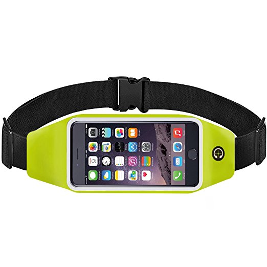 ONSON Running Belt Waist Pack,Outdoor Dual Large Pocket Sports Sweatproof Reflective Belt Waist Bag Clear Touch Screen Window for iPhone 7 Plus/6S Plus/6S/6/5S/5/SE,Samsung Galaxy S7/S7 Edge