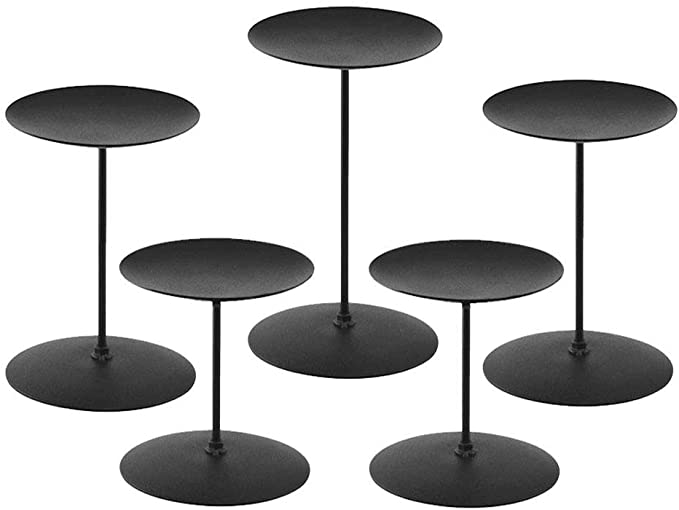 smtyle Candle Holder Wax Centerpiece Set of 5 Plate for Tables or Floor with Black Iron