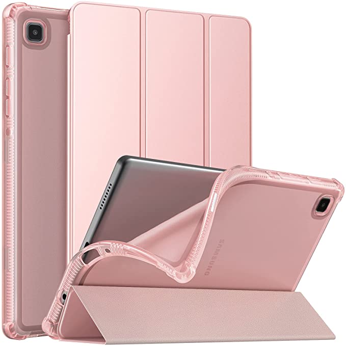 MoKo Case Fits Samsung Galaxy Tab A7 Lite 8.7 Inch SM-T225/T220/T227, Slim Lightweight Smart Case Trifold Stand Case with Soft TPU Translucent Frosted Back Shell for Galaxy Tab A7 Lite - Rose Gold