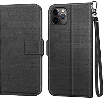 MoKo Compatible with iPhone 11 Pro Case, [Stand-View Feature] Full Body Folio Wallet Case Flip Cover with Card Slot & Wrist Strap Fit iPhone 11 Pro 5.8 inch 2019 - Slate Black