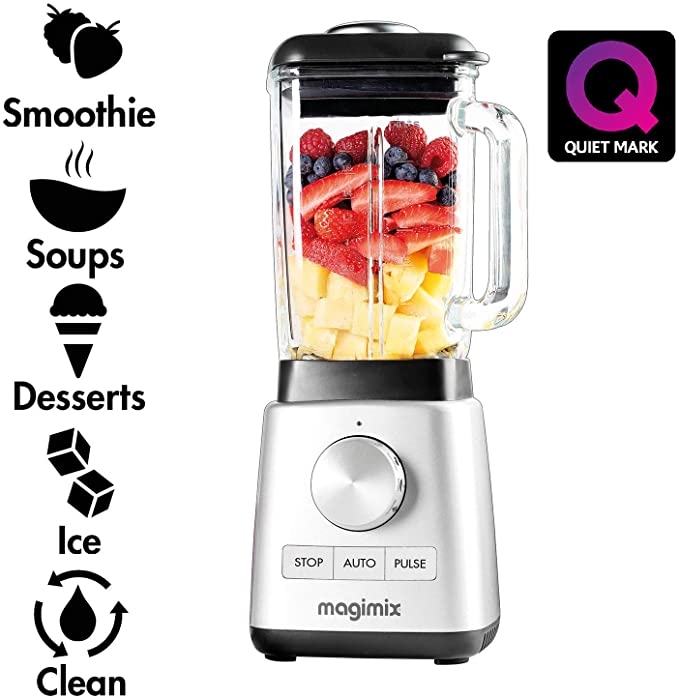 Magimix 11630 Power Blender with Quiet Mark Approval, Metal/Glass, 1.3 W, 1.8 liters, Satin