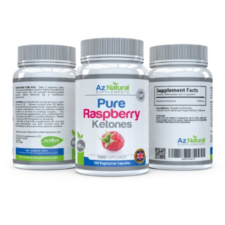 Az Naturals - Raspberry Ketones Plus 600mg - 1200mg - 180 Capsules - Fast Weight Loss Slimming Pills - Strong Natural Appetite Suppressant and Fat Burner