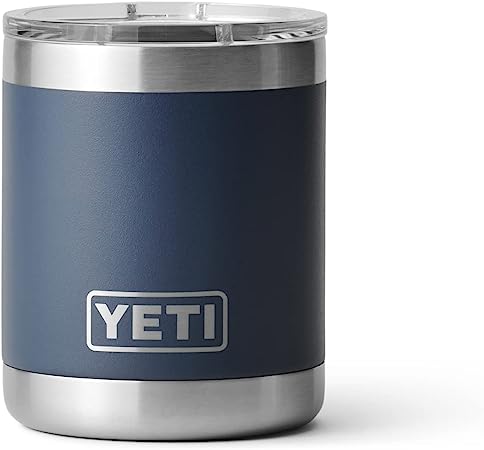 YETI Rambler Lowball, Vacuum Insulated, Stainless Steel with Magslider Lid, Navy, 10oz (296 ml)