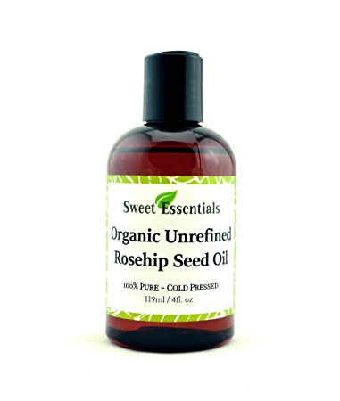 Organic Unrefined Virgin Rosehip Oil | 4oz Bottle | Premium 100% Pure | Imported From Chile | Cold-Pressed | Unrefined, No Fillers - BEST for Face & Skin - HEALS Dry Skin, Fine Lines, Acne Scars, Eczema, Psoriasis, Dermatitis, Sun Damage & More!