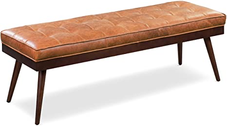 Poly and Bark Luca Leather Modern Bench Seat (Cognac Tan)