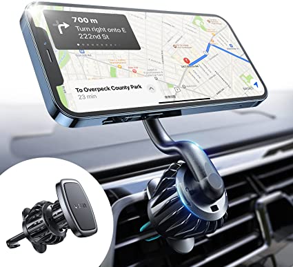 Magnetic Phone Holder for Car, LISEN Phone Magnet for Car 2022 Newest, Magnetic Car Mount [6 Strong Magnets] Universal Vent Phone Mount for Car Compatible with All 4”-13” Smartphones & Tablets(Black)