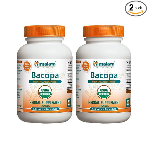 Himalaya Pure Herbs Bacopa, Mental Alertness, 60 Caplets, (Pack of 2)