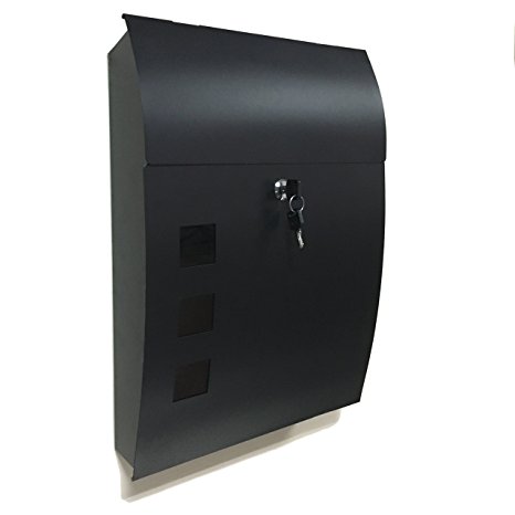 Amagabeli Wall Mount Mailbox Large Capacity 18" Vertical Locking Wall Mounted Drop Box, Powder Coated Galvanized Steel Black