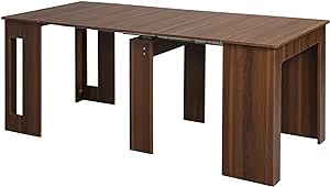 HOMCOM Foldable Table, Extendable Dining Table, Kitchen Table for Small Spaces, Seats up to 6 People, Light Brown