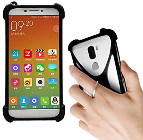 Lankashi Black Stand Ring Holder Soft Silicone Phone Case Cover for Unimax UMX U683CL Ans Ul40 UL50 L50 u452tl U683CL U504TL U673c / Orbic Wonder Factory 5.5 Verizon Prepaid/Hot Pepper Poblano VLE5