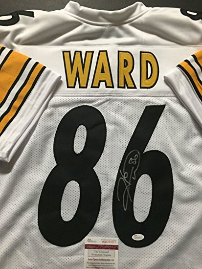 Autographed/Signed Hines Ward Pittsburgh Steelers White Football Jersey JSA COA