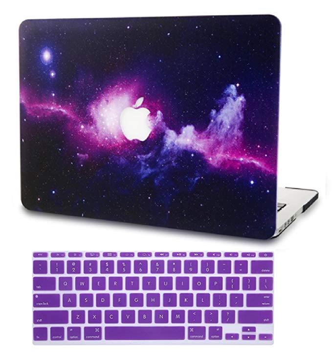 KEC Laptop Case for MacBook Pro 13" (2018/2017/2016) w/ Keyboard Cover Plastic Hard Shell A1989/A1706/A1708 Touch Bar Space Galaxy (Purple)