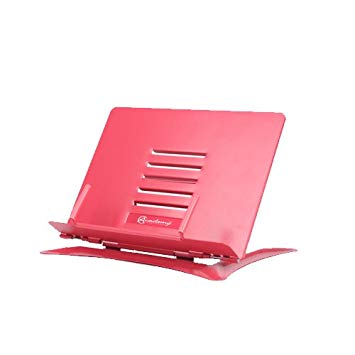 Book Stand - Heavy Duty Steel Adjustable Foldable Tray Portable Tablet Stand Holder (Pink, Small)