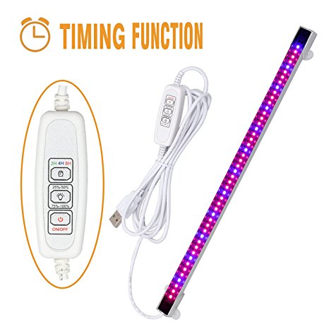 Sondiko LED Grow Light Bar, Upgraded Timing Function 7W Grow Light with 48 Leds Dimmable 4 Levels Lamp Bulbs for Indoor Plants Hydroponics Greenhouse Gardening