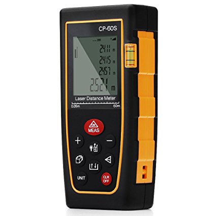 Laser Distance Meter Handheld Laser Distance Measurer Tape Range Finder with with Larger Data Storage for Indoor and Outdoor (0.05 to 60m, 0.16 to 197ft))