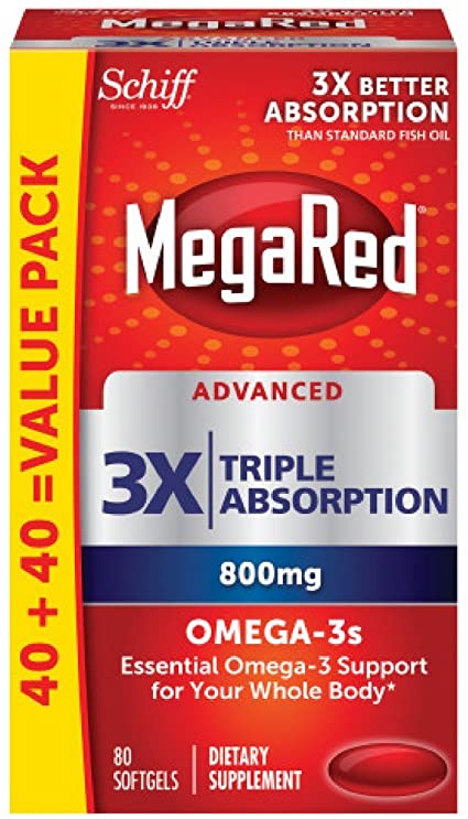 Schiff Megared Advanced Triple Absorption Omega-3 Softgels 800 mg 80 ea (Pack of 2)