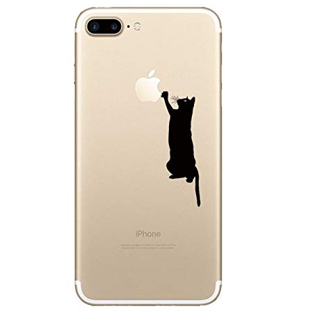 AIsoar iPhone 7 Plus Case,iPhone 8 Plus Case, Slim Fit Clear Soft TPU Cute Cartoon Animal Pattern Case Anti Scratch Protective Cover Cases iPhone 7 Plus & iPhone 8 Plus (Black Cat)