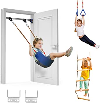 Trekassy 440lbs Indoor Playground for Kids Adults with Belt Swing, Pull-up Bar, Trapeze Ring, Climbing Ladder