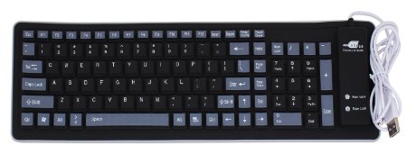 Obecome Waterproof USB 2.0 Portable Flexible Silicone Computer Desktop Keyboard (103 Keys) for PC Laptop Notebook,Black