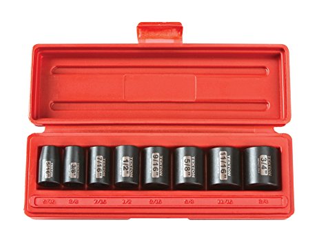 TEKTON 3/8-Inch Drive Shallow Impact Socket Set, Inch, Cr-V, 6-Point, 5/16-Inch - 3/4-Inch, 8-Sockets | 4790