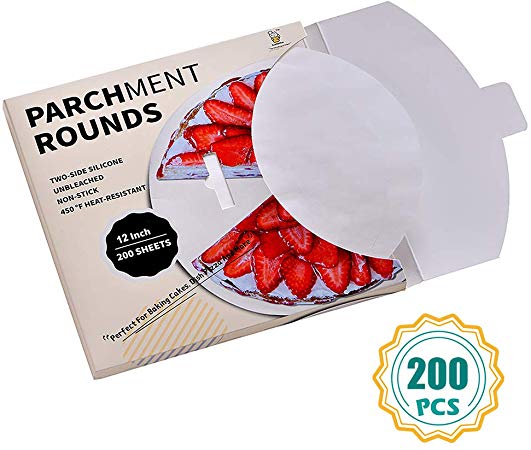 Katbite Parchment Paper Rounds - 200, 6 Inch, 8''9''10''12'' Parchment Rounds for Cake Baking, Patty Separating, Patty Separating, Tortilla Wrapping
