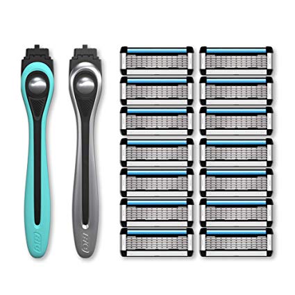 Made For YOU by BIC Shaving Razor Gift Set for Every Body - Men & Women, 2 Handles with 14 Cartridge Refills - 5-Blade Razors for a Smooth Close Shave & Hair Removal, NICKEL & TEAL, Kit