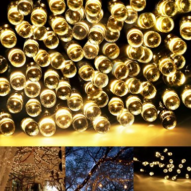 Eonfine Party String Lights 72ft 22m 200 LED 8 Modes Solar Fairy String Lights Ambiance Lights for Halloween Lights Decoration ,Outdoor, Gardens, Homes,Wedding,Christmas Party,Waterproof Warm White