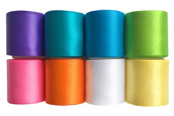 Laribbons Spring, Summer, Easter Ribbon, Solid Color Satin Ribbon (24(3y*8)1-1/2'' Bright Solid Satin Ribbon)