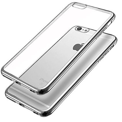 iPhone 6S Plus Case KKtick Premium Ultra Slim Lightweight Electroplate Plating TPU silicone bumper Cases for iPhone 6 Plus Silver