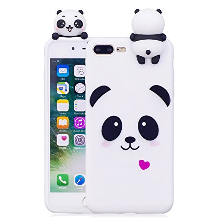 DAMONDY iPhone 8 Plus Case,iPhone 7 Plus Case, 3D Cute Cartoon Animals Pattern Soft Silicone Gel Slim Design Rubber Thin Protective Cover Phone Case for Apple iPhone 8 Plus 7 Plus-white panda