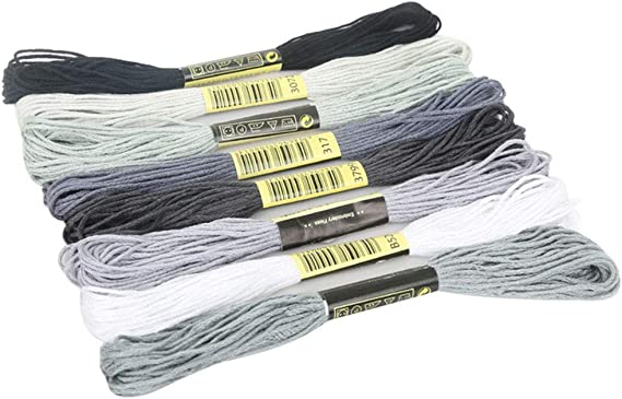 Baost 8Pcs 7.5m Cotton Cross Stitch Embroidery Thread Floss DIY Friendship Bracelets Floss Craft Sewing Skeins Grey