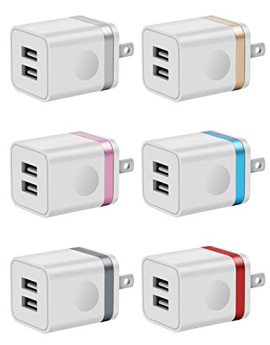 USINFLY USB Wall Charger, UL Certified 6-Pack 2.1A/5V Charging Block Dual Port Wall Charger USB Plug Charger Cube Compatible with Phone 8/7/6S Plus, X Xs Max XR, Samsung,HTC, LG, Nexus, and More