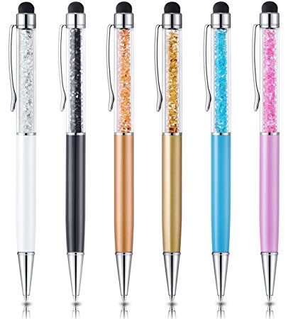 2 in 1 Slim Stylus and Ink Ballpoint Pen for Capacitive Touch Screen iPhone 4S 5 5S 5C 6 6 6S Plus iPad 2 3 4 Pro iPad mini Air Samsung HTC LG (6Pack)