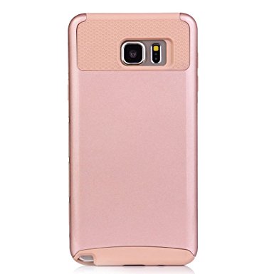 Note 5 Case, Lumsing™ Hard Soft Hybrid High Impact Dual Layer Armor Defender Rugged Protective Case Cover For Samsung Galaxy Note 5 (Rose Gold/Rose Gold)