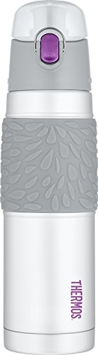 THERMOS 18 Ounce Vacuum Insulated Stainless Steel Hydration Bottle, White/Purple