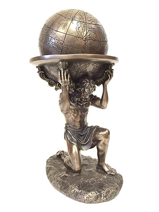 wu Bronze Greek Titan Atlas Carrying The World Statue
