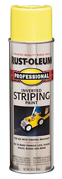 Rust-Oleum 2548838 Professional Stripe Inverted Striping Spray Paint, 18 oz, Yellow