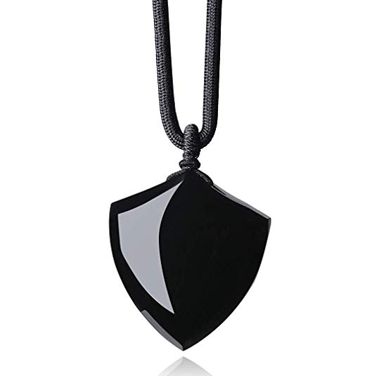 COAI Black Obsidian Shield of Faith Pendant Amulet Necklace