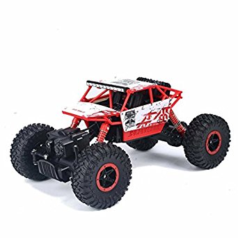JJX-TECH™ RC Rock Off-Road Vehicle 2.4Ghz 4WD High Speed 1:18 Racing Cars RC Cars Remote Radio Control Cars Electric Rock Crawler Electric Buggy Hobby Car Fast Race Crawler Truck-Red