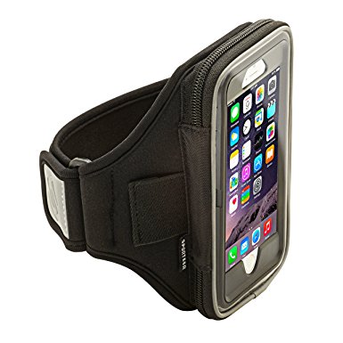 Sporteer Velocity V6 Armband for iPhone 7, iPhone 6S and iPhone 6 with OtterBox Cases and Other Cases & Battery Cases - Strap Size Medium/Large (M/L) (Black)