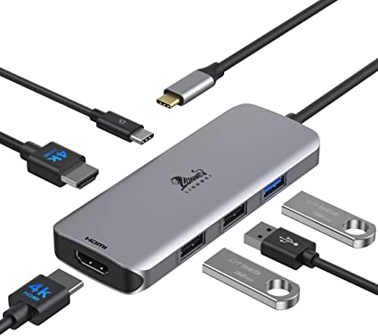 USB C Hub Dual HDMI, USB C to Dual Monitors Adapter with Dual 4K HDMI, 3 USB, PD Charging Port, USB C Docking Station Compatible for Dell XPS 13/15, Lenovo Yoga, HP x360 and More Type-C Laptops