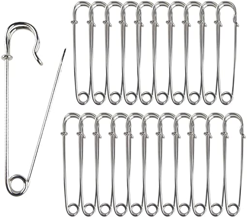 Safety Pins Extra Large Heavy Duty - YiwerDer 22PCS 3Inch Blanket Pins, Strong & Sturdy Bulk Pins for Blankets, Skirts, Crafts, Kilts - Silver