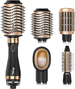 Nicebay® Hair Dryer Brush Blow Dryer Brush in One, Hot Air Brush Set for Straightening/Drying/Curling, Oval Brush, Multi-Temperature Settings, Detachable Design for Women