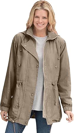 Woman Within Women's Plus Size Fleece-Lined Taslon Anorak