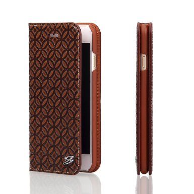For Iphone 6s Plus Leather Case,For Iphone 6 Plus Wallet Case With Card Slots,Luxury Genuine Leather For Iphone 6s Plus Flip Case By Fierre Shann ® (brown)