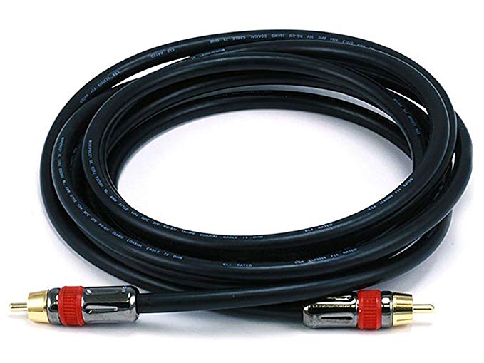 Monoprice 10ft High-quality Coaxial Audio/Video RCA CL2 Rated Cable - RG6/U 75ohm (for S/PDIF, Digital Coax, Subwoofer, and Compos
