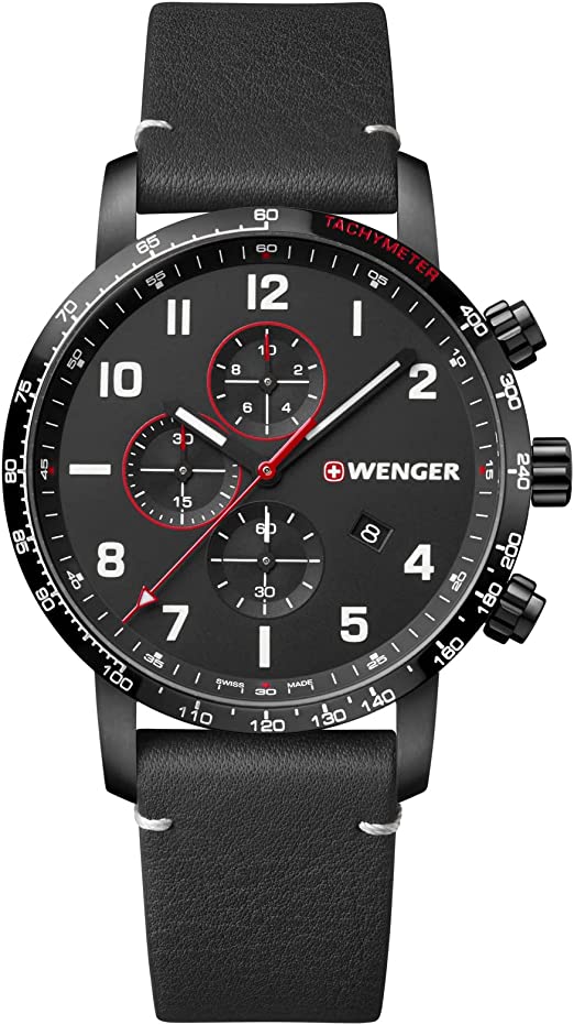 Wenger Men's 01.1543.106 Attitude Analog Display Swiss Quartz Black Watch